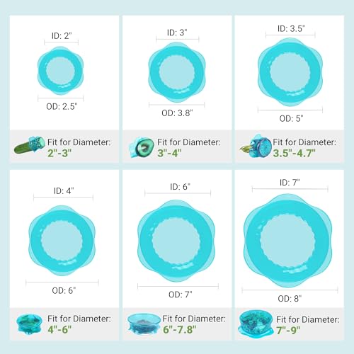 Silicone Stretch Lids for Food Storage in Fridge (6 Count)