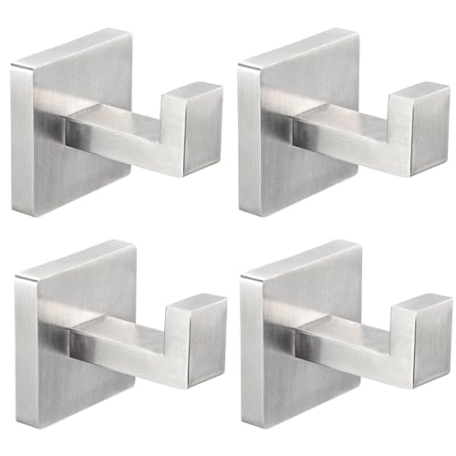4 Pack Towel Hooks Hand Towel Holder Bathroom Robe Hanger Silver (4 Count)