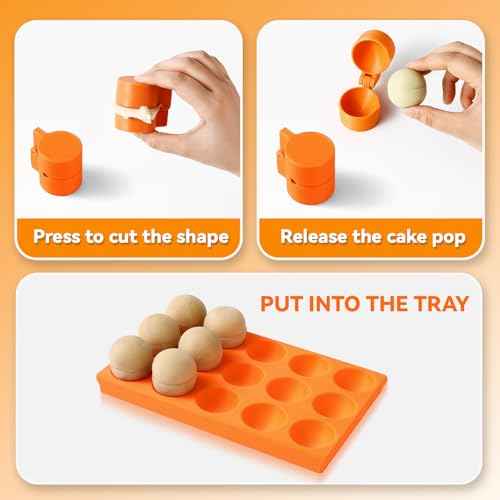 2 Pack Round Sphere Cake Pop Mold Press with Tray Set (4 Count)