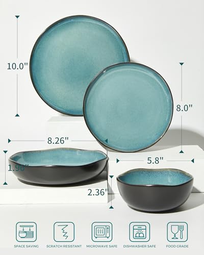 24 Pieces Dinnerware Set for 6 with Pasta Bowls