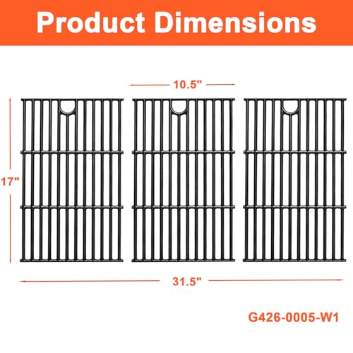 17" Cast Iron Grill Grates for Charbroil Performance 6 Burner