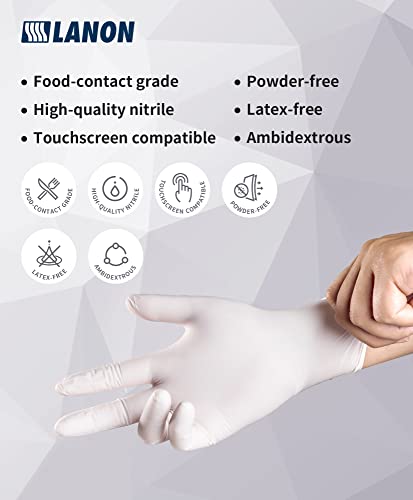 LANON Food Safe White Disposable Nitrile Gloves (100 Count)