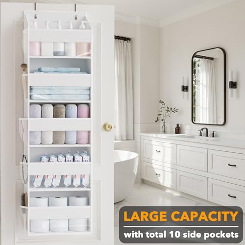 2 Pack Over The Door Organizer with 5 Large Pockets and 10 Mesh Side Pockets