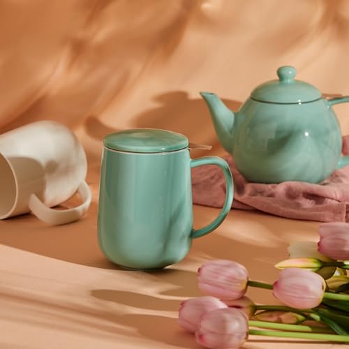20 OZ Porcelain Tea Mug with Infuser and Lid