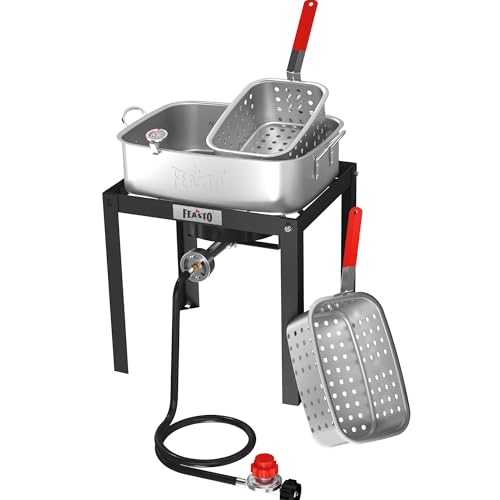 18 QT Propane Fish Fryer Pot and Baskets for Outdoor Cooking