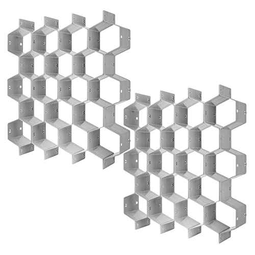 Drawer Divider Organizer DIY Plastic Grid Honeycomb Drawer Divider Gray 2 Pack