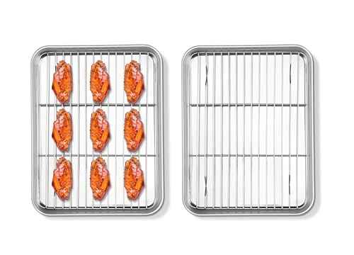 10x8 Inch Small Stainless Steel Baking Sheet with Cooling Rack Set (3 Count)