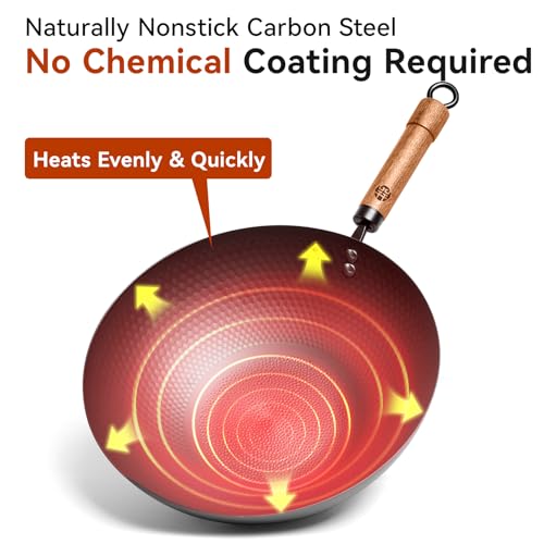 Carbon Steel Wok Pan with Lid