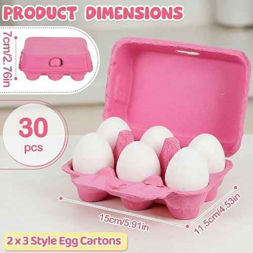 30 Pieces Colored Paper Pulp Egg Cartons 2 x 3 Colorful Style Vintage Blank Egg Cartons for Fresh Duck Quail Storage Kitchen Family Farmhouse (30 Count)