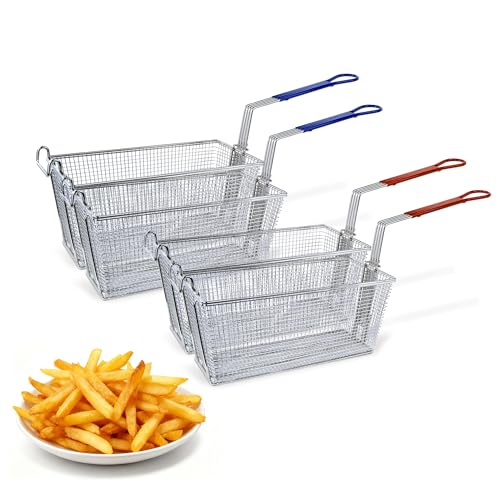 4 Pack Commercial Deep Fryer Baskets with Front Hooks (4 Count)