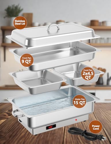 2 Pack Electric Chafing Dish Buffet Set 9 QT Buffet Food Servers