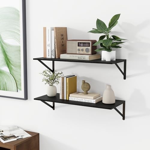 28W x 12D Deep Floating Shelves Set of 2 Black (2 Count)