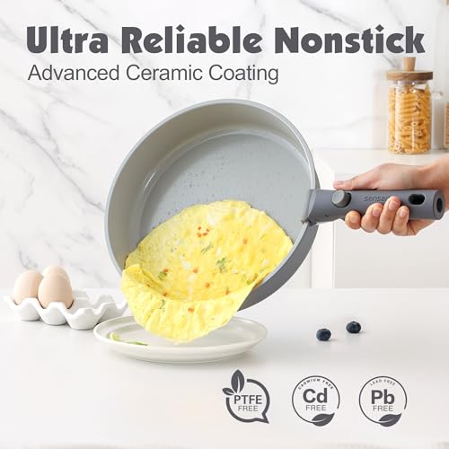 24 Piece Ceramic Detachable Handle Pots and Pans Set Gray