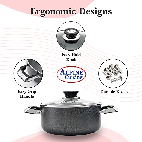 3 Quart Non stick Stock Pot with Tempered Glass Lid and Carrying Handles