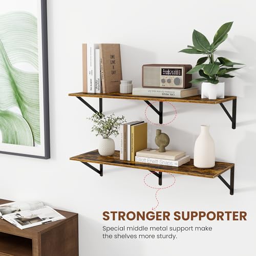 32W x 12D Deep Floating Shelves Set of 2 Rustic Brown (2 Count)