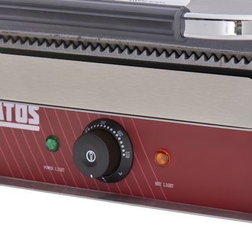 Commercial Electric Panini Sandwich Grill with Grooved Plates