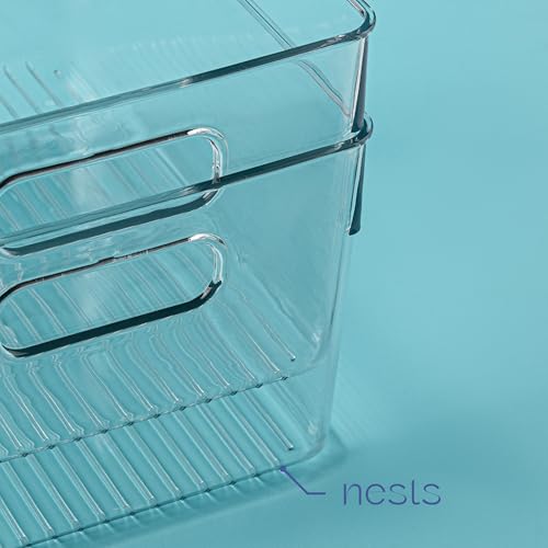 Plastic Food Storage 2 Pack Clear Container Bin with Handles for Organizing Kitchen (2 Count)