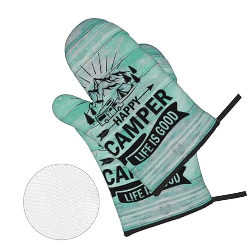 Happy Camper Oven Mitts and Pot Holders Sets of 4