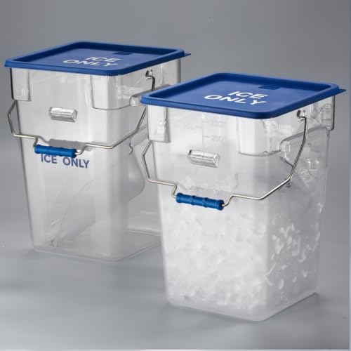 2 Pack 5.5 Gal Square Ice Tote Set with Lids and 64 oz Scoops (2 Count)