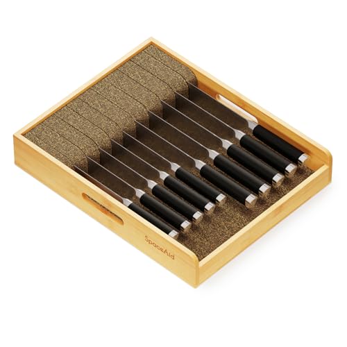 Large Knife Drawer Organizer Bamboo Insert Dock
