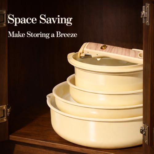 18 Pcs Ceramic Cookware Set Detachable Handle