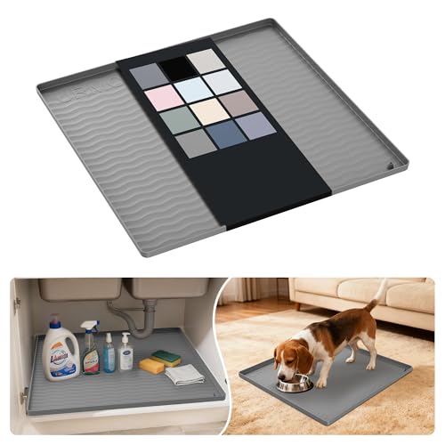Waterproof Silicone Under Sink Mat 19'' x 19'' Shelf Liner for Kitchen and Bathroom