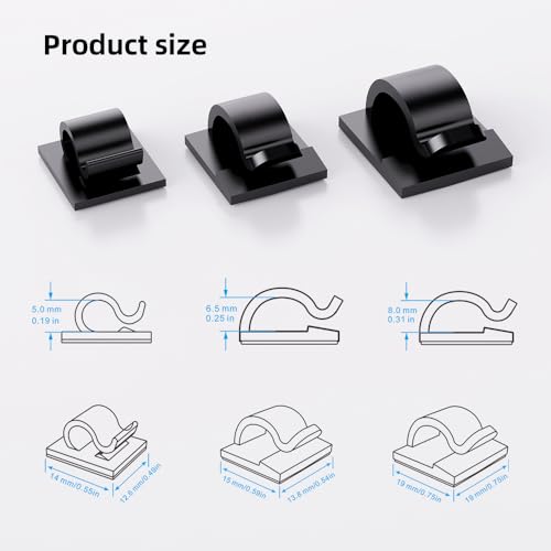 100 PCS Adhesive Cable Clips Cord Organizer (100 Count)