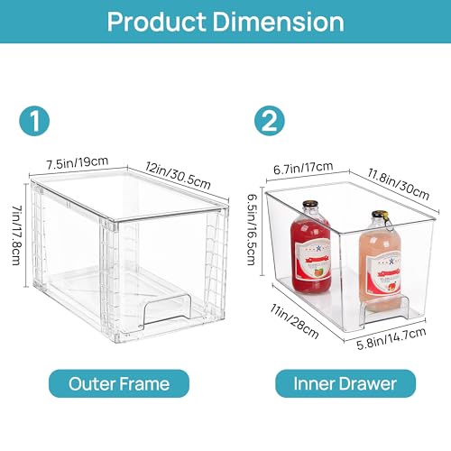 4 Pack Stackable Clear Pantry Storage Drawers (2 Count)