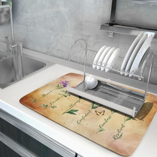 Inspirational Flower Dish Drying Mat