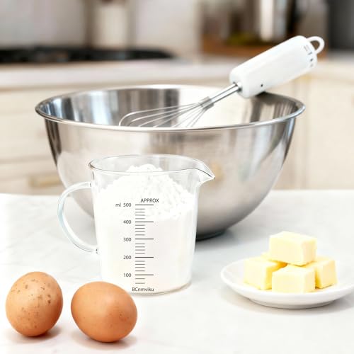 Glass Measuring Cups High Borosilicate 500ML 2CUPS [Insulated Handle