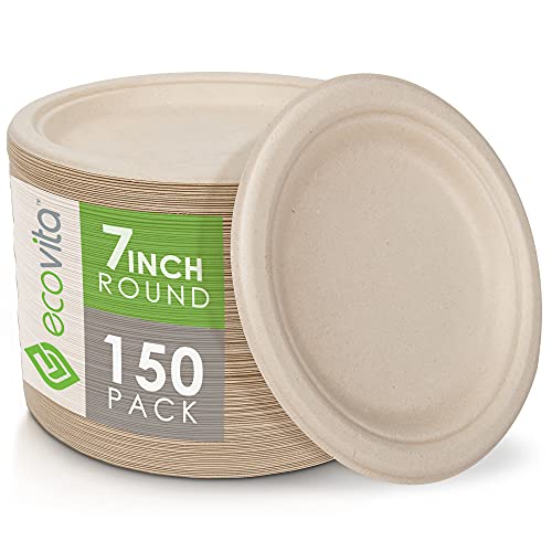 100% Compostable Paper Plates [7 in.] (150 Count)