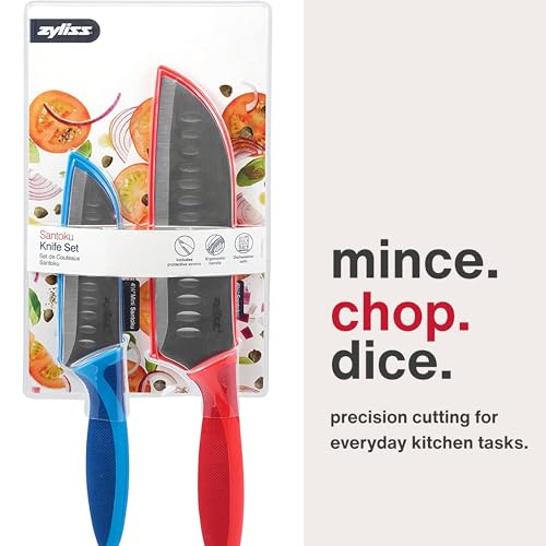 2 Piece Santoku Knife Set with Sheath Covers