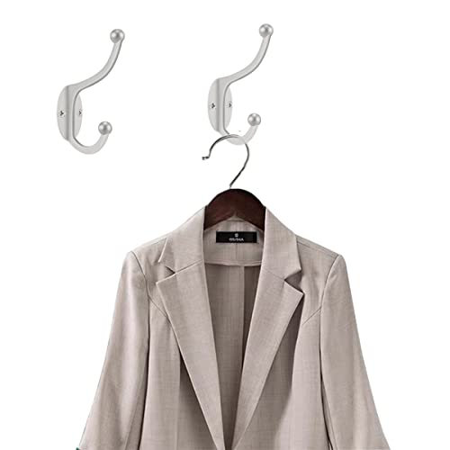 Wall Hooks 10Pcs Coat Hooks Hardware Towel Hooks for Hanging Coats Double No Rust Black Robe Hooks Wall Mounted with Screws for Key (10 Count)