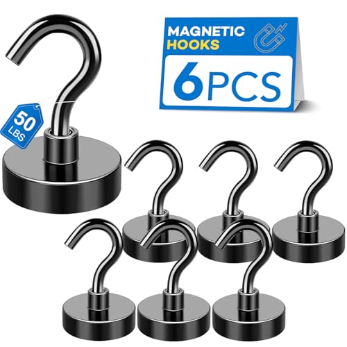 Magnetic Hooks Magnet Hook for Cruise Cabins 50LBS Essentials 6P (6 Count)