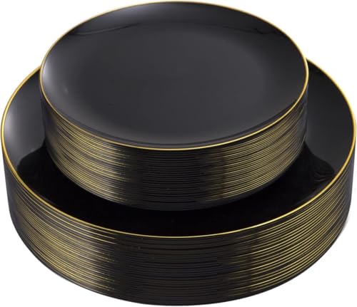 60PCS Black Plastic Plates (60 Count)