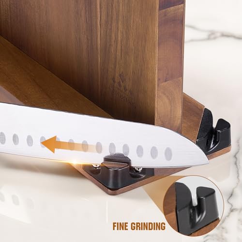 15.2" Extra Large Magnetic Knife Block with Dual Sharpeners