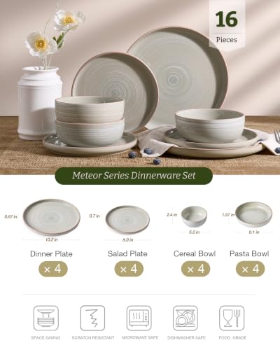 Meteor 16 Piece Dinnerware Set with Pasta Bowls