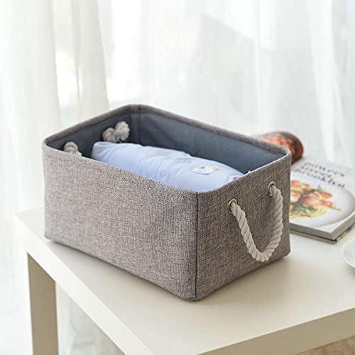 Storage Basket Fabric Sturdy Canvas Storage Bins Organizer with Handles for Clothes and Storage Foldable Storage Boxes Cubes (4 Count)