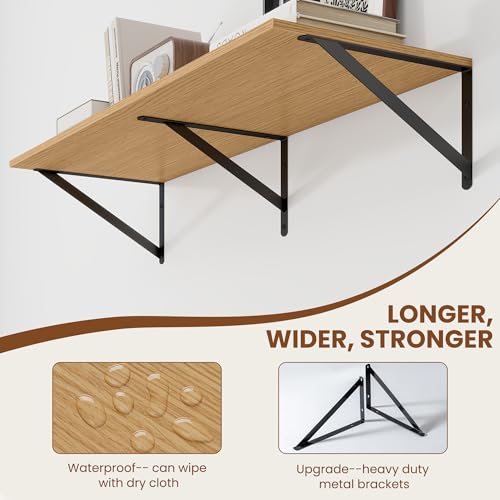 36W x 12D Deep Floating Shelves Set of 2 Oak (2 Count)
