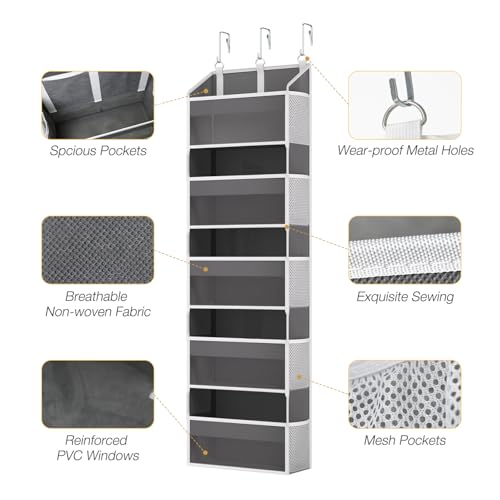 Over the Door Organizer with 5 Front & 10 MeshSide Pockets
