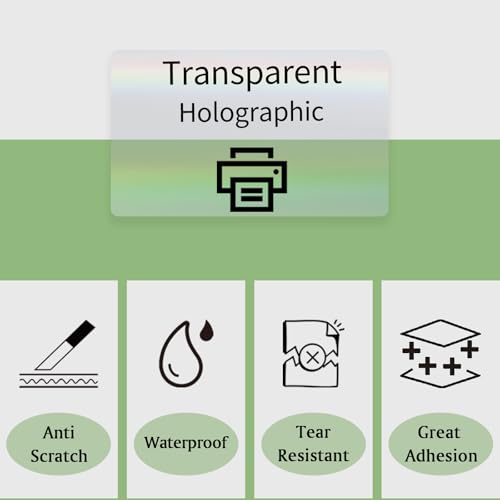 1x2 Inch Transparent Holographic Thermal Labels Stickers