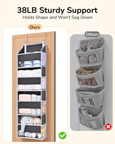 2 Pack Small Over Door Organizer with 4 Large Pockets 8 Mesh Side Pockets (2 Count)