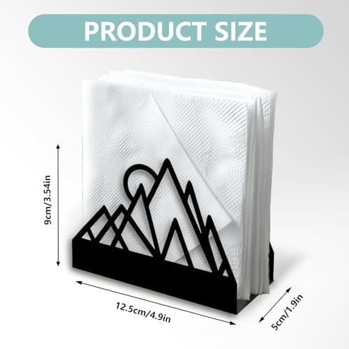 Geometric Mountains Decor Black Metal Napkin Holder for Table