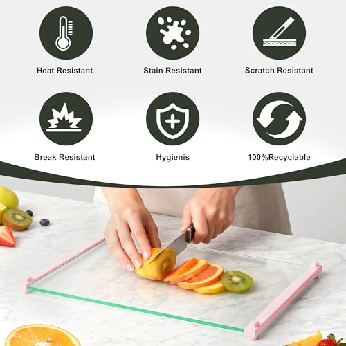 2PCS Glass Cutting Board with Silicone Grip (2 Count)