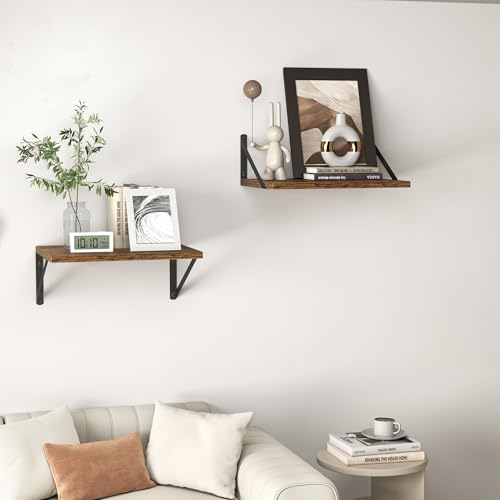 16W x 12D Deep Floating Shelves Set of 2 Rustic Brown (2 Count)