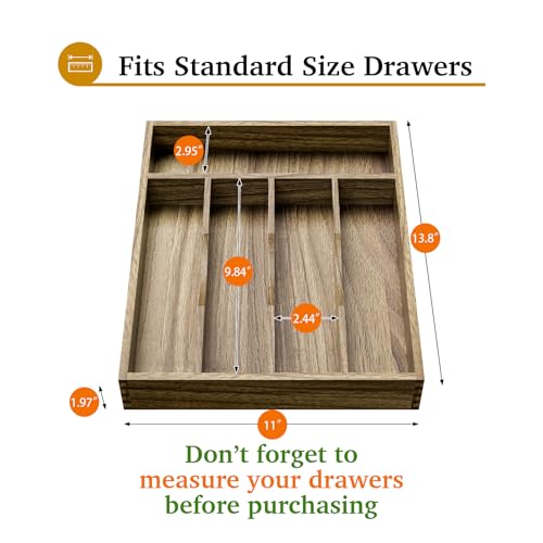 Acacia Wood Silverware Drawer Organizer (24 Ounce)