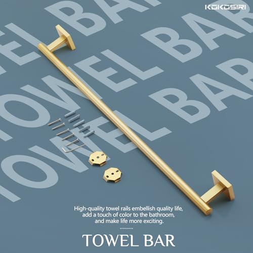 Bathroom Towel Bar Bath Towel Holders for Toilet Kitchen Cabinet Wall Mount 24 Inch Brushed Gold Stainless Steel B4005BG