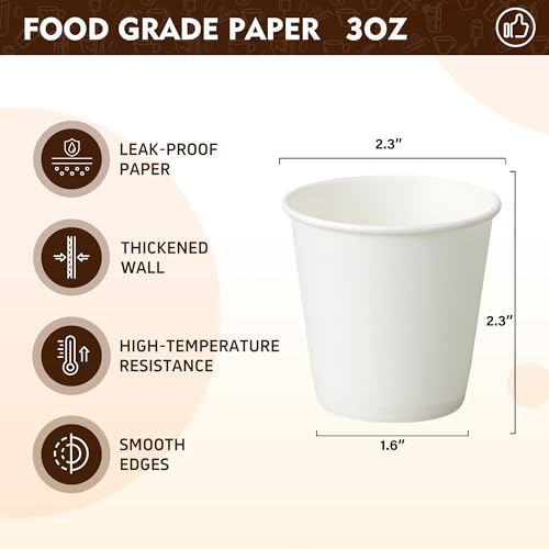 3 oz 3000 Pack Small White Disposable Paper Cups (3000 Count)