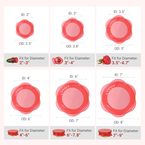 Silicone Stretch Lids for Food Storage in Fridge (6 Count)
