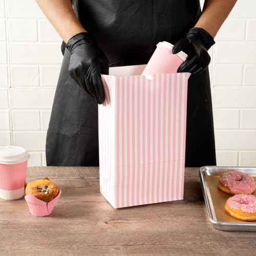 Pink And White Stripe Paper Bag (100 Count)